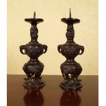 PAIR OF 19TH-CENTURY JAPANESE BRONZE CANDLESTICKS