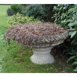 PAIR OF LARGE MOULDED STONE PLANTERS