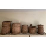 GROUP OF 5 ANTIQUE WOODEN CHURNS