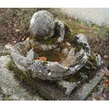 ANTIQUE MOULDED STONE BIRD BATH