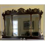 19TH-CENTURY MAHOGANY AND GILT OVERMANTLE MIRROR