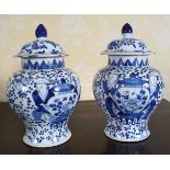 PAIR OF CHINESE QING BLUE AND WHITE JARS