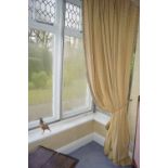 PAIR OF DESIGNER SILK MOIRE CURTAINS