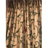 PAIR OF CREWELWORK CURTAINS