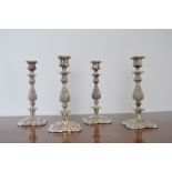 SET OF FOUR SILVER PLATED SHEFFIELD CANDLESTICKS