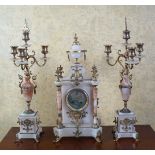 19TH-CENTURY ALABASTER CLOCK GARNITURE