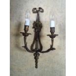 PAIR OF EDWARDIAN BRASS WALL APPLIQUE