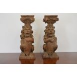 PAIR OF 19TH-CENTURY CARVED OAK LAMPS