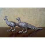 PAIR OF SILVER/GILT PHEASANTS