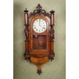 19TH-CENTURY WALNUT AND INLAID CASED WALL CLOCK