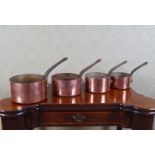 SET OF 5 ANTIQUE COPPER SAUCEPANS