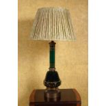 PAIR OF GLASS AND BRASS TABLE LAMPS