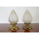 PAIR OF ETCHED GLASS AND ORMOLU LIGHT FITTINGS