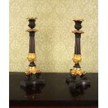 PAIR OF REGENCY GILT BRONZE CANDLESTICKS