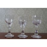 SET OF 3 GEORGE III SHERRY GLASSES