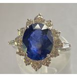 ART DECO CEYLON SAPPHIRE AND DIAMOND RING