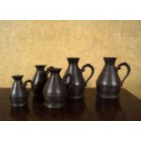 SET OF FIVE 18TH-CENTURY HAYSTACK PEWTER MEASURES