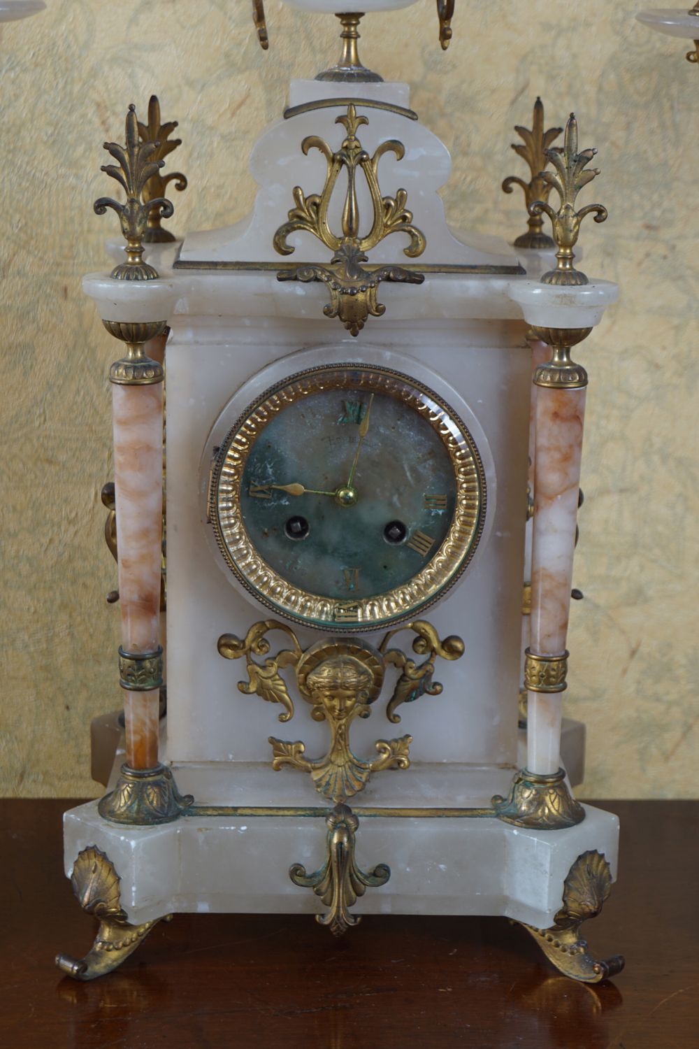 19TH-CENTURY ALABASTER CLOCK GARNITURE - Image 2 of 4