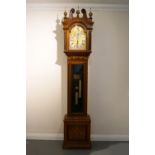 EDWARDIAN MAHOGANY AND MARQUETRY LONG CASE CLOCK