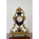 19TH-CENTURY COBALT BLUE AND ORMOLU TABLE CLOCK