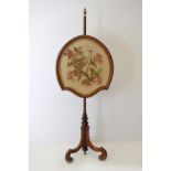 VICTORIAN WALNUT POLE SCREEN