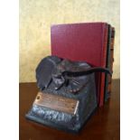 PAIR OF BRONZE BOOKENDS