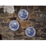 GROUP OF 3 WEDGWOOD BLUE AND WHITE PLATES