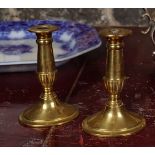 PAIR OF GEORGIAN DWARF BRASS CANDLESTICKS