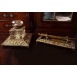 VICTORIAN BRASS DESK SET