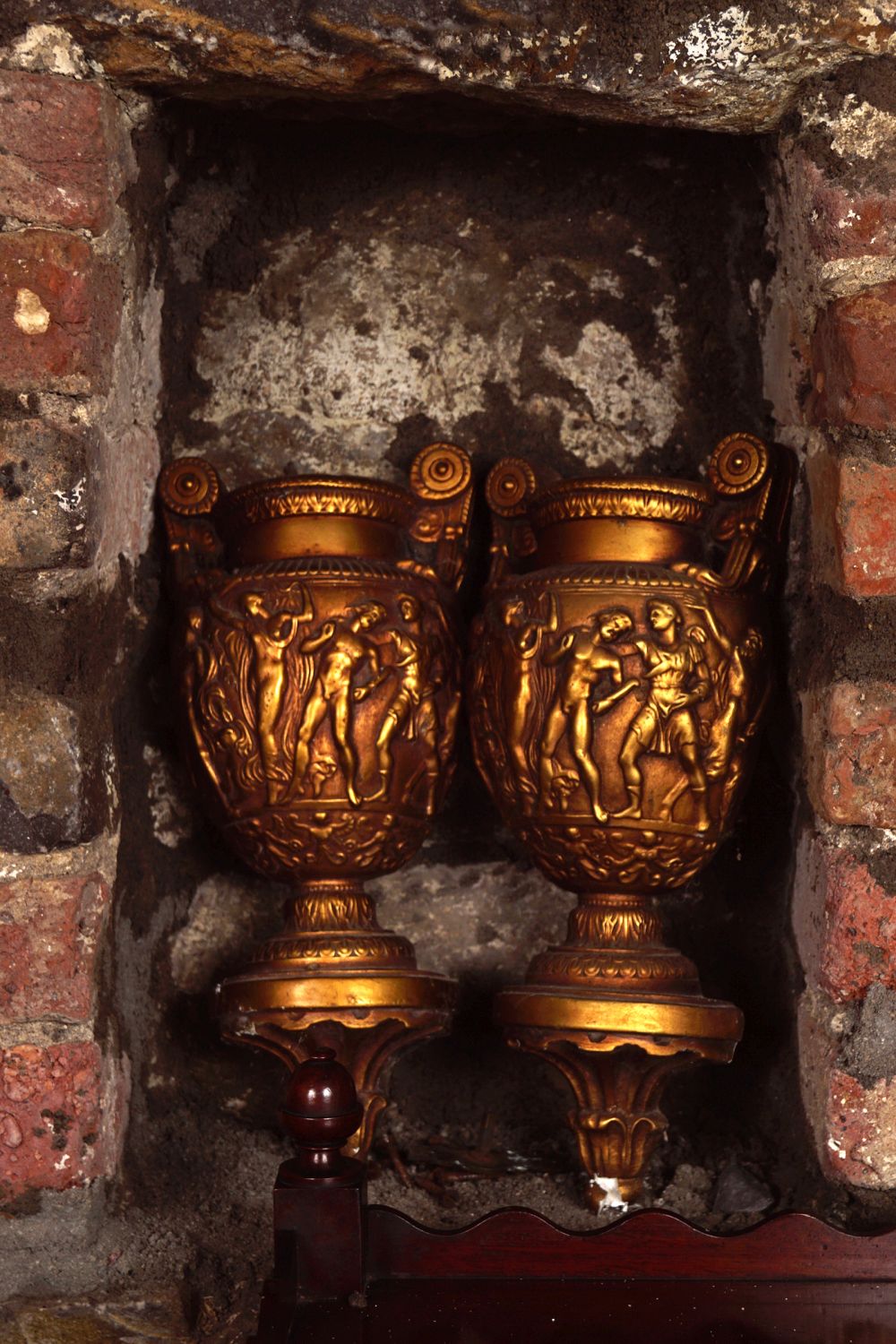 PAIR OF 19TH-CENTURY GILT MOULDED URNS - Image 2 of 4