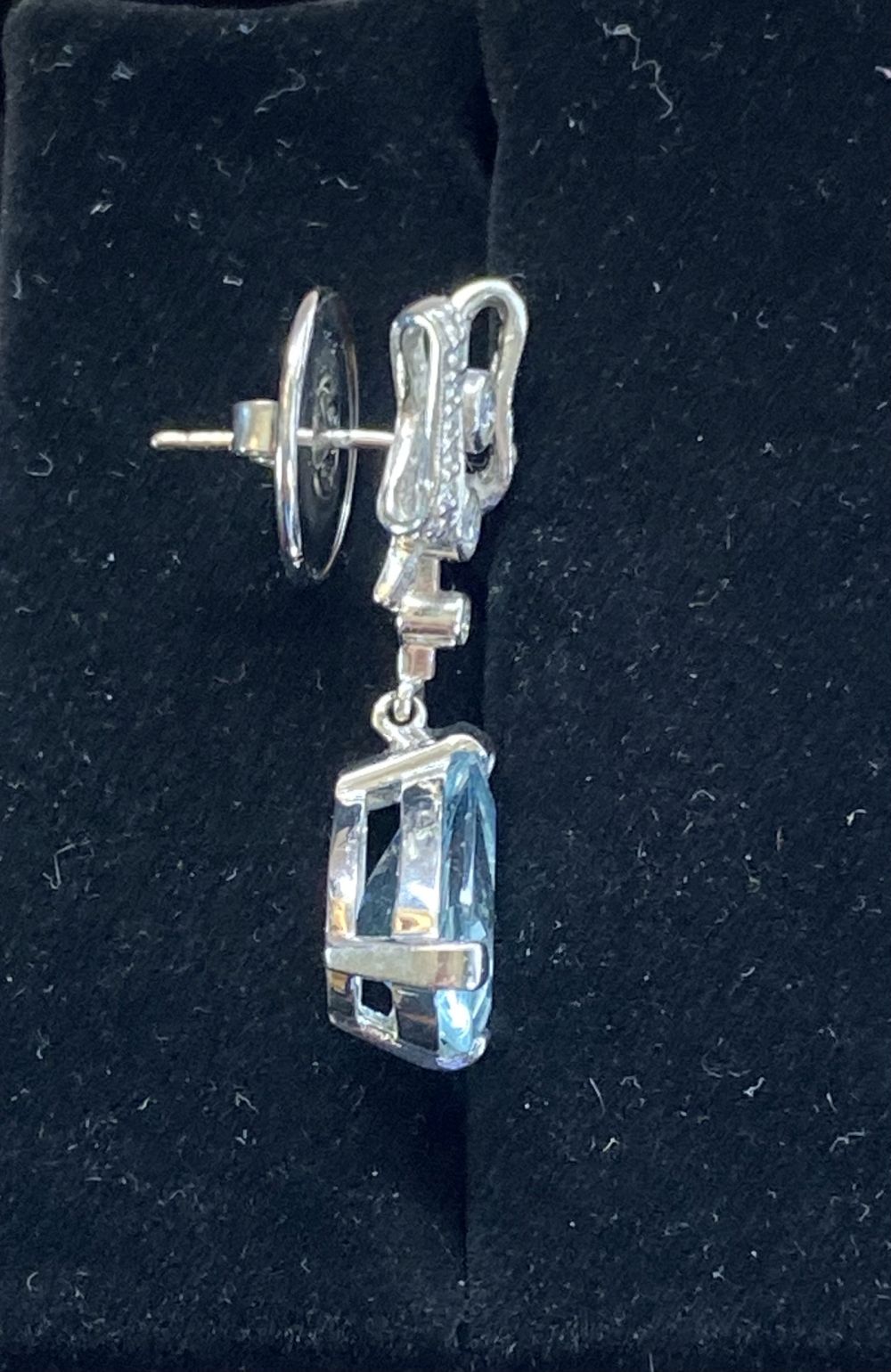 AQUAMARINE AND DIAMOND BOW EARRINGS - Image 6 of 6