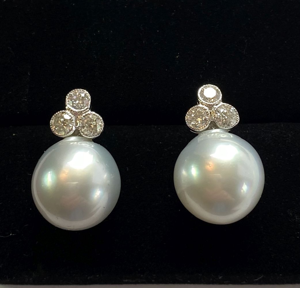 SOUTH SEA PEARL AND DIAMOND EARRINGS