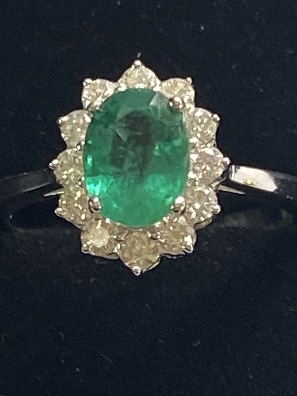 COLUMBIAN EMERALD AND DIAMOND CLUSTER RING