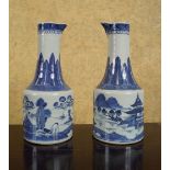 PAIR OF CHINESE BLUE AND WHITE WINE JUGS
