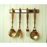 SET OF BRASS COOKING UTENSILS