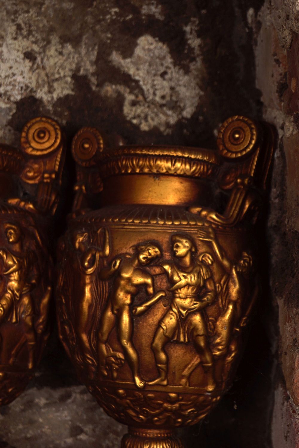 PAIR OF 19TH-CENTURY GILT MOULDED URNS - Image 3 of 4