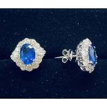 SAPPHIRE AND DIAMOND CLUSTER EARRINGS