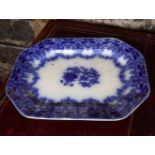 LARGE VICTORIAN BLUE AND WHITE PLATTER