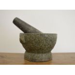 CARVED STONE MORTAR AND PESTLE