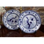 PAIR OF VESPER BLUE AND WHITE PLATES