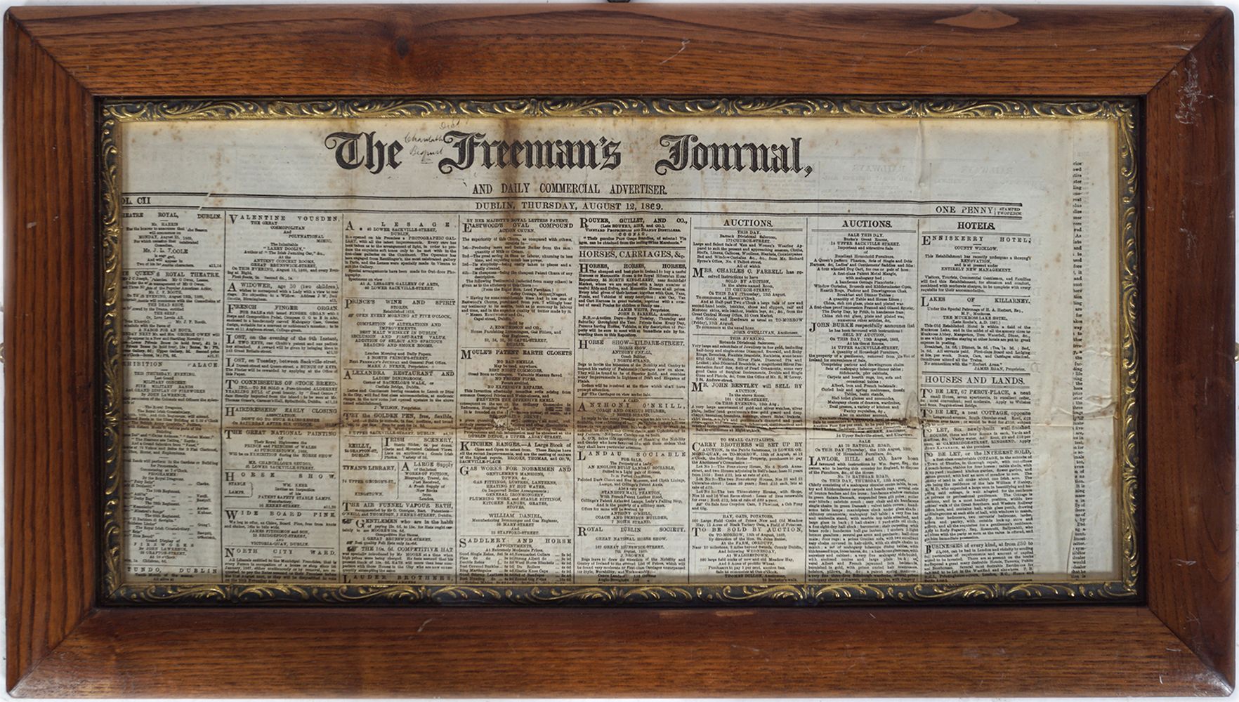 THE FREEMAN'S JOURNAL FRAMED NEWSPAPER