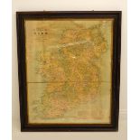 LARGE IRISH BILINGUAL MAP OF EIRE, FRAMED