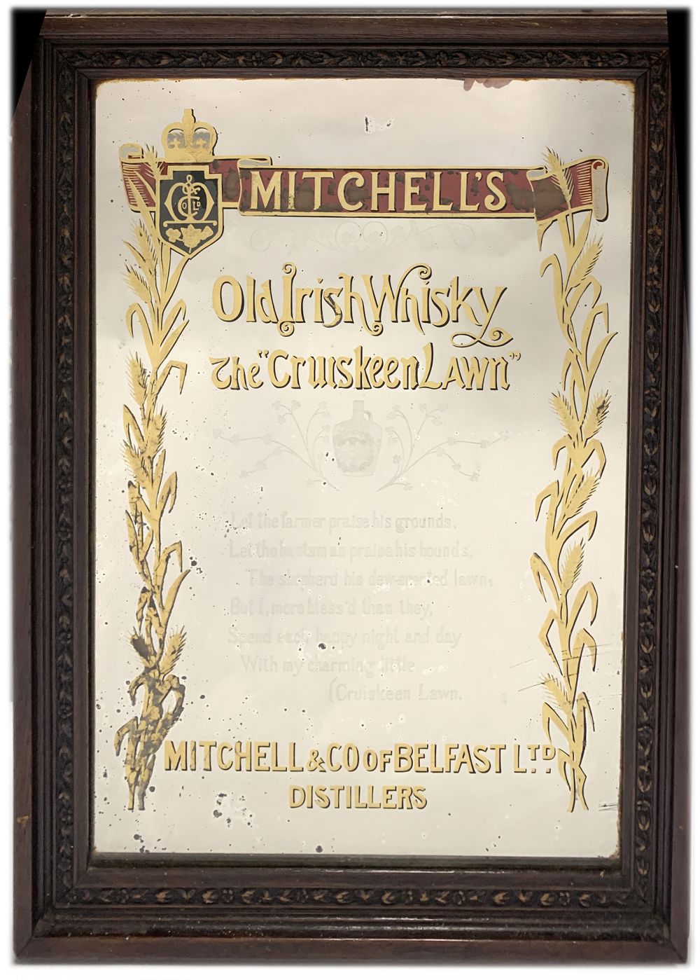 MITCHELL'S OLD IRISH WHISKY ADVERTISING MIRROR