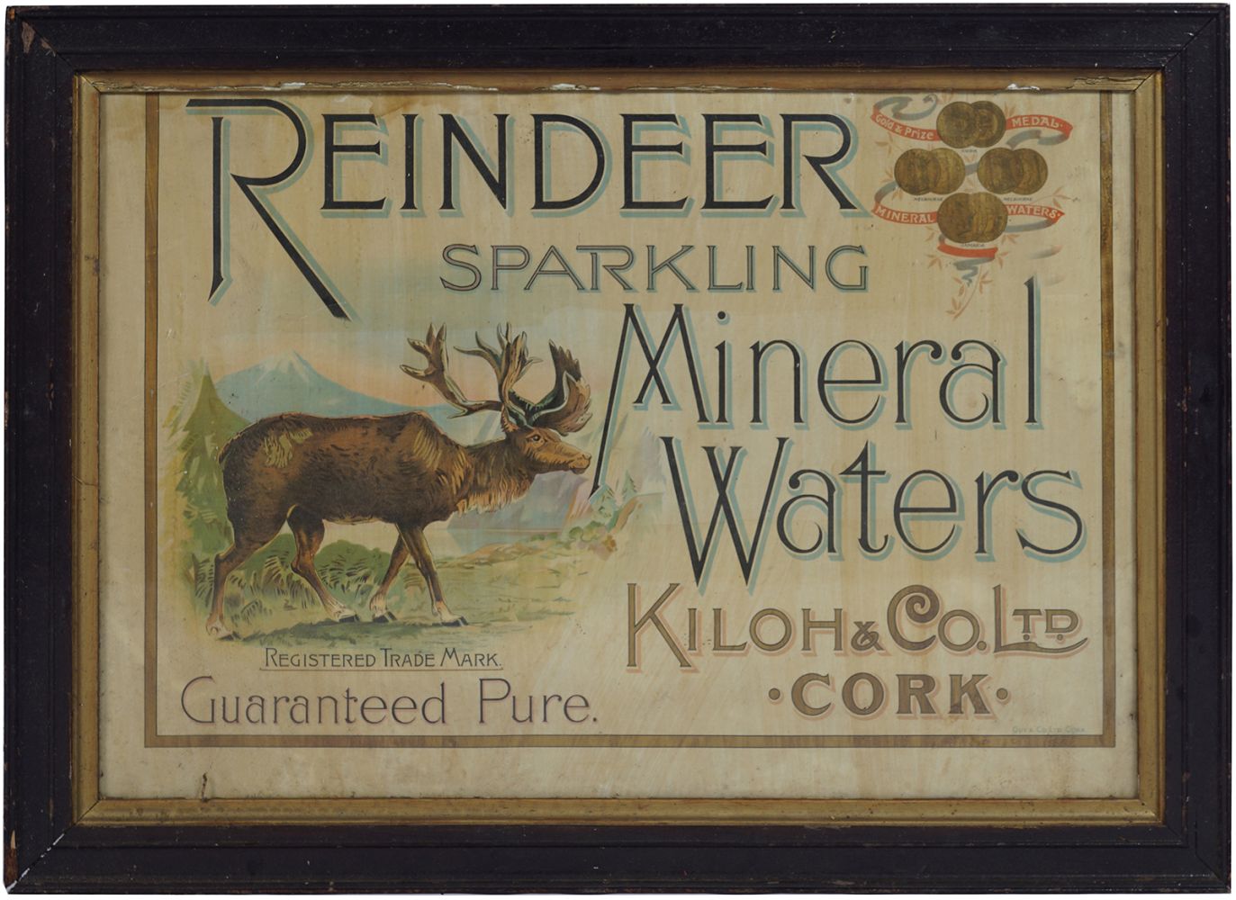 REINDEER SPARKLING MINERAL WATERS ORIGINAL POSTER