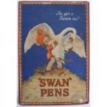 SWAN' PENS ORIGINAL VINTAGE POSTER