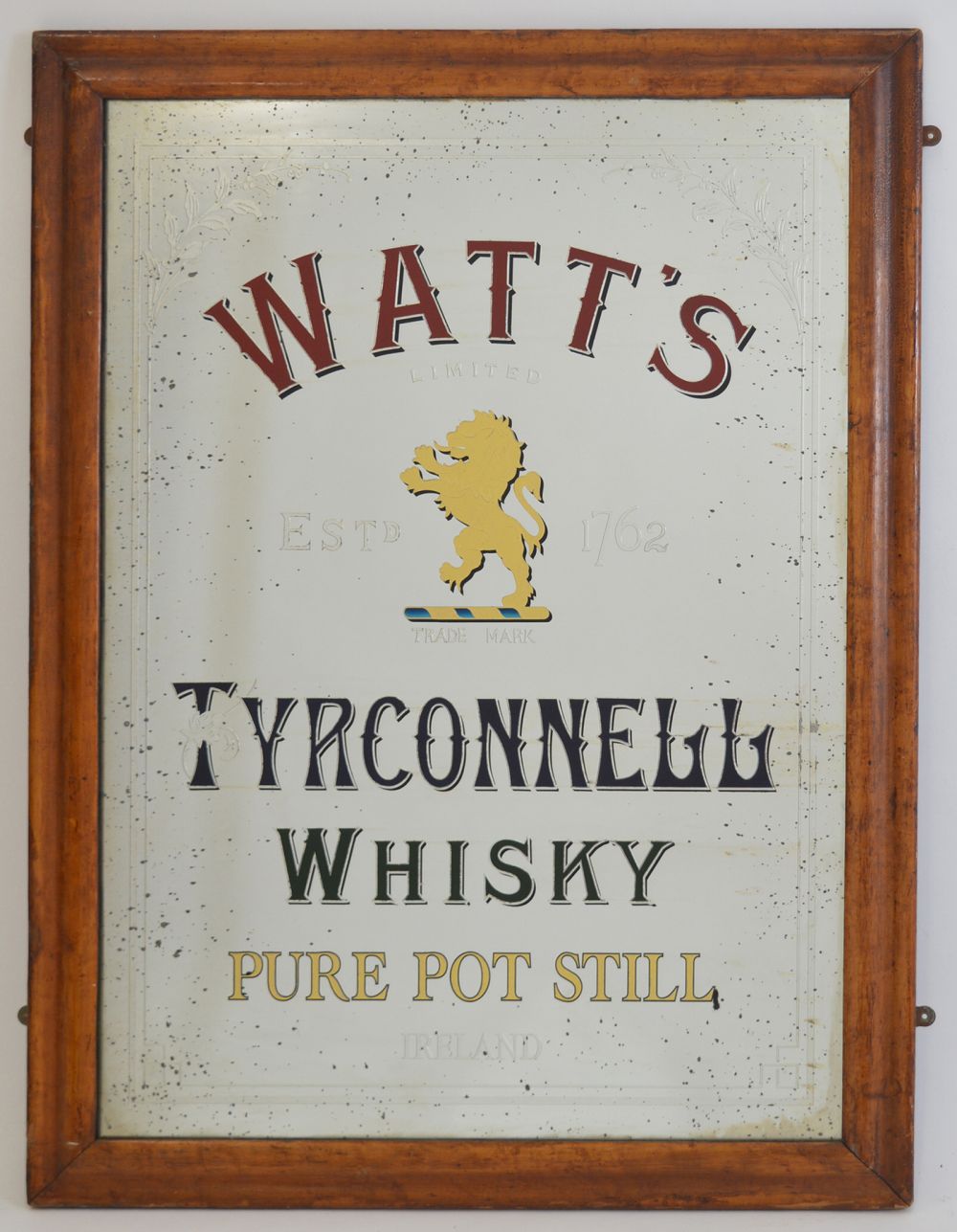 WATTS TYRCONNELL WHISKY ADVERTISING MIRROR