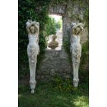 PAIR OF LARGE COMPOSITE CARYATIDS