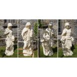 SET OF 4 CAST IRON GARDEN SCULPTURES