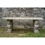 CARVED MARBLE GARDEN BENCH