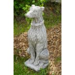 PAIR OF MOULDED STONE HUNTING DOGS